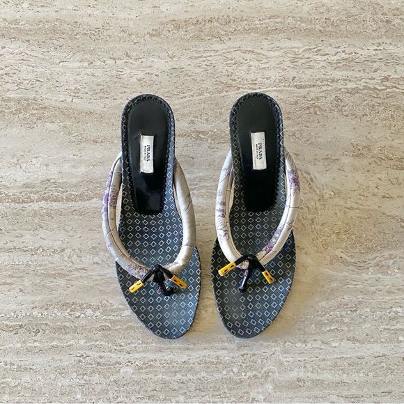 Prada Shoes - Vintage Prada Blossom Satin Thong Sandal Heels